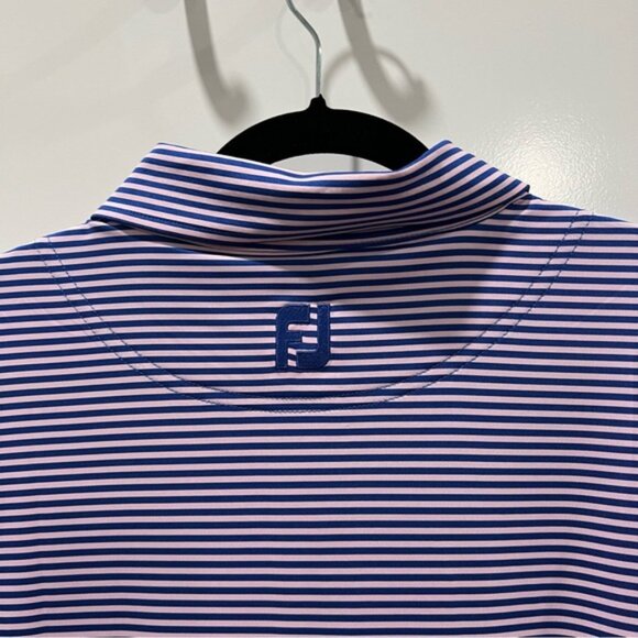 FOOTJOY Men’s Golf Polo - Pink & Blue Stripe - Picture 4 of 4